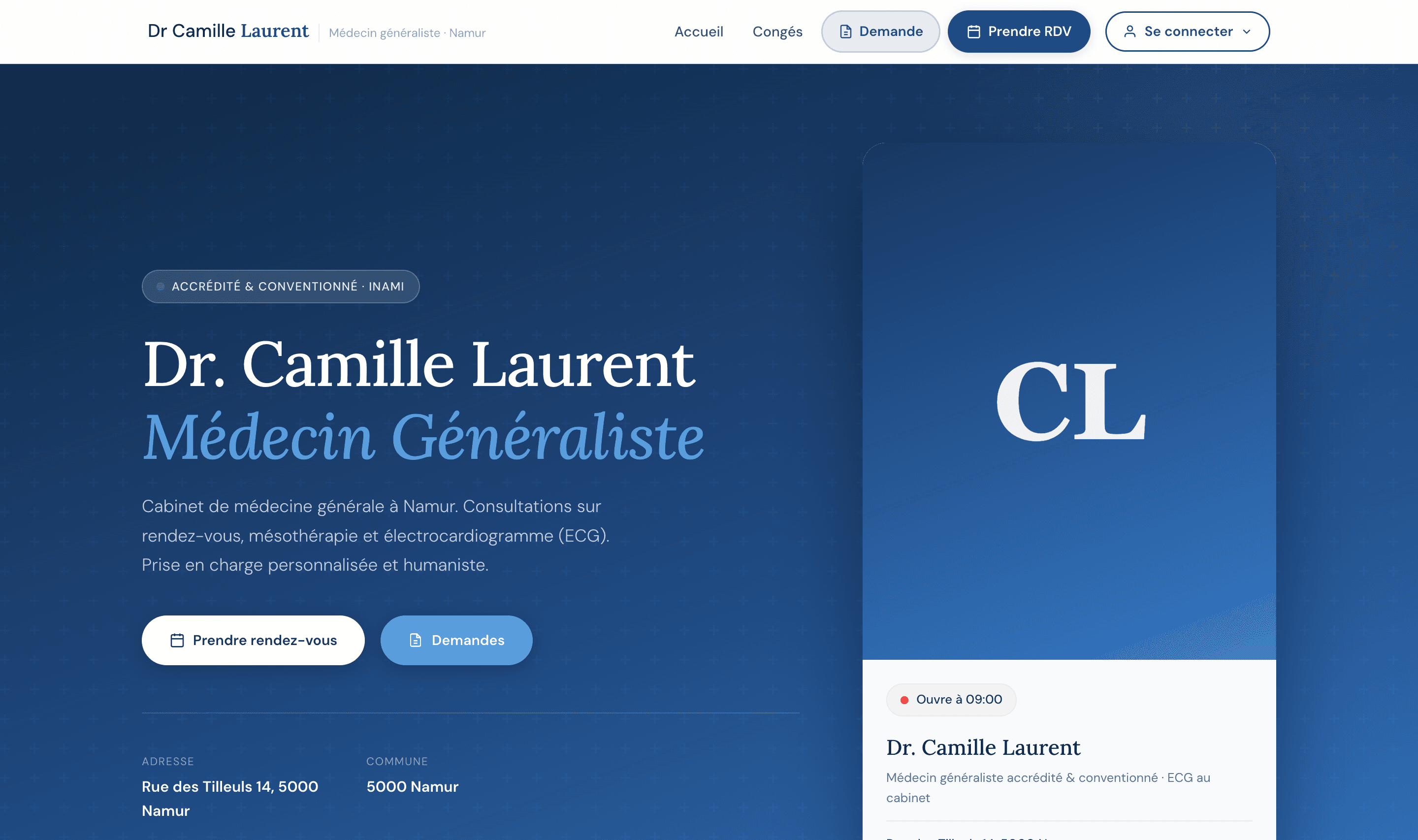 Site médical CabIMed de démonstration avec identité fictive